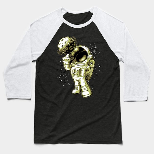 Astronaut With Planetball Baseball T-Shirt by Space-T